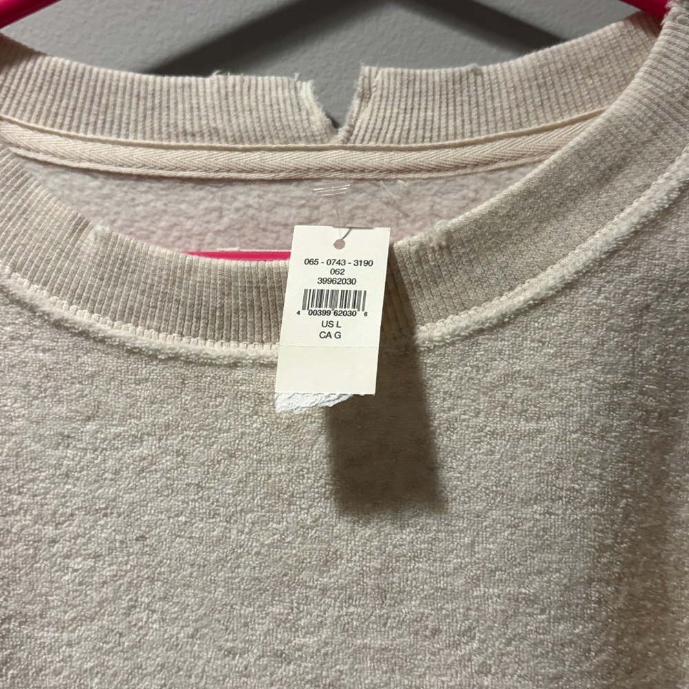 Aerie Cream Crewneck Sweater with Yellow Patch - Picture 4 of 5